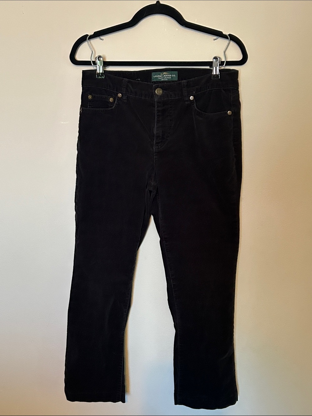 Lauren Ralph Lauren Black Straight-Leg Corduroy Jeans